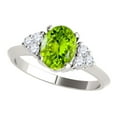 thumbnail image 4 of AoneJewelry 1.55 Carat 10K White Gold Peridot & White Diamond Gemstone/ Seven Stone Ring, 4 of 5