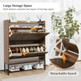 thumbnail image 4 of RARZOE Set of 2 Fluted Shoe Cabinets for Entryway with 2 Flip Drawers, Narrow Wood Shoe Cabinet with Fluted Panel, Freestanding Hidden Shoe Rack with Metal Legs for Foyer,Hallway(31.5''Walnut), 4 of 18