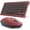 Red, variant on Wireless Bluetooth Aluminum Keyboard Multi-Device Rechargeable Illuminated Full Size Computer Backlight Keyboard Mouse Set