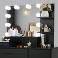 thumbnail image 5 of Black Vanity Set with 3-Color LED Bulbs Lighted Mirror, Makeup Table with 3 Shelves & Drawer & Storage Cabinet, Dressing Table Dresser Desk with Cushioned Stool for Women, Girls, Bedroom, 5 of 9
