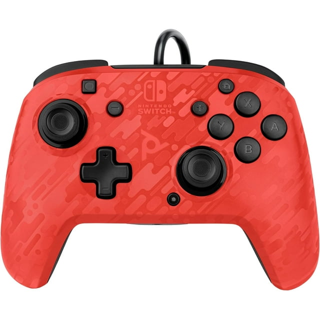 Remis à Neuf (Excellent) - PDP Nintendo Switch Faceoff Deluxe+ Manette Audio Filaire - Camouflage Rouge