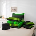 thumbnail image 6 of jejeloiu Geometric Lines Pattern 7-Piece Twin Bedding Sets,Waves Stripe Bedding Comforter Set,Green Black Striped Sheet Sets For Teens,Microfiber Bedroom Decor Reversible, 6 of 8