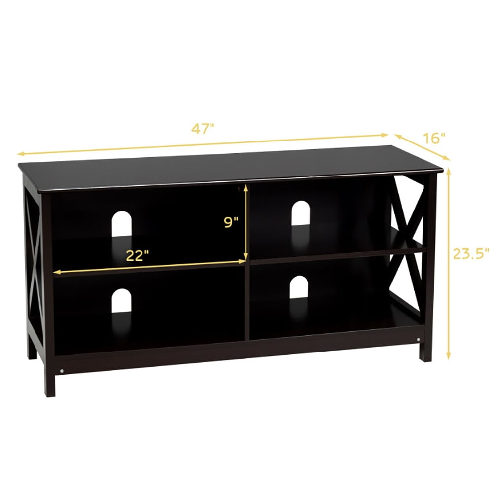 Finihen TV Stand, TV Cabinet, Wooden TV Stand Entertainment for TVs up to 55 Inch with X-Shaped Frame, Media Entertainment Center with Storage, for Living Room, Bedroom, Brown