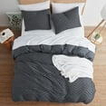 thumbnail image 4 of Nestl Boho 3 Piece Duvet Cover Set, Tufted Embroidery Double Brushed Duvet Cover with Button Closure with 2 Pillow Shams, King (90"x104") - Gray, 4 of 8