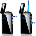 Gas Electric Windproof Metal USB Torch Lighter Jet Turbo Dual Arc LED