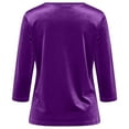thumbnail image 4 of Hearthz Velour Tops for Women Casual Crew Neck Ladies 3/4 Length Sleeve Tops Loose Basic Shirt Velour Blouse Solid Holiday Party Outfits, 4 of 7