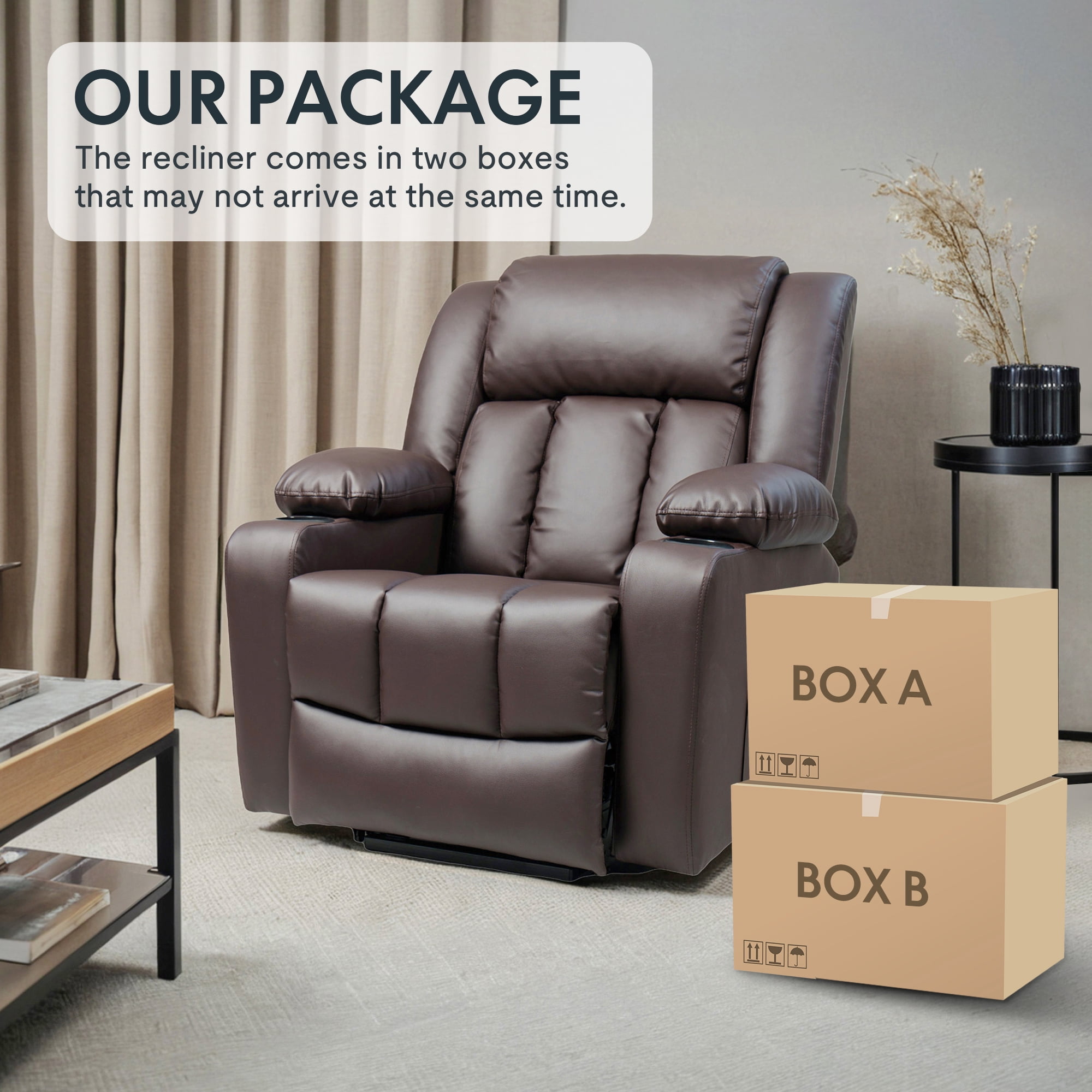 FLEXISPOT Power Lift Recliner Chair for Elderly with Massage and Heat Electric Lift Reclining Chair w/Cup Holders, Side Pockets Massage Recliner Sofa Chair,Brown