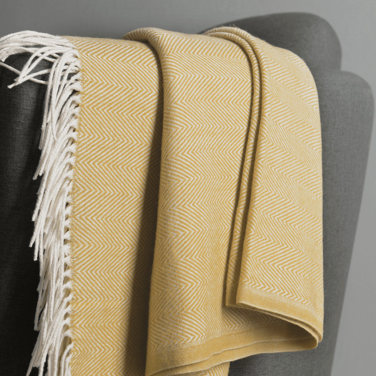 Bourina Herringbone Throw Blanket 50"x 60"- Soft and Lightweight for Couch, Bed, Adult,Yellow