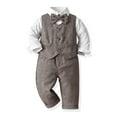 thumbnail image 2 of lkfuzj Baby Boys Pants Sets,Toddler Gentleman Outfits, Fashion 3-piece Set Long Sleeve Shirt With Bow Tie + Suspenders Pants + Waistcoat, 2 of 9