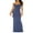 Blue, variant on Fortune Women Backless Long Dress Solid Color Cowl Neck Spaghetti Strap Slim Evening Party Dress