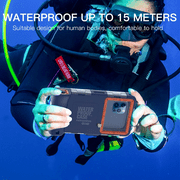 Shellbox 50ft Professional Waterproof Diving Housing for iPhone Samsung Universal Snorkeling Scuba Underwater Smartphones Protective Case for Outdoor Swimming Surfing Drifting with Lanyard(Orange)
