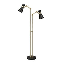 2 Light Floor Lamp Frame Finish Matte Black   Heritage Brass