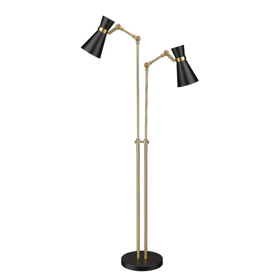 2 Light Floor Lamp Frame Finish Matte Black Heritage Brass