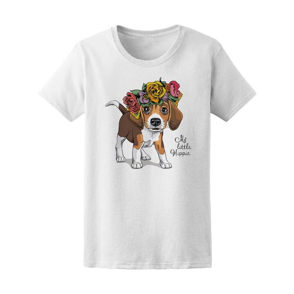 Beagle In A Floral Head Wreath  T-Shirt Women -Image by Shutterstock, Female Small