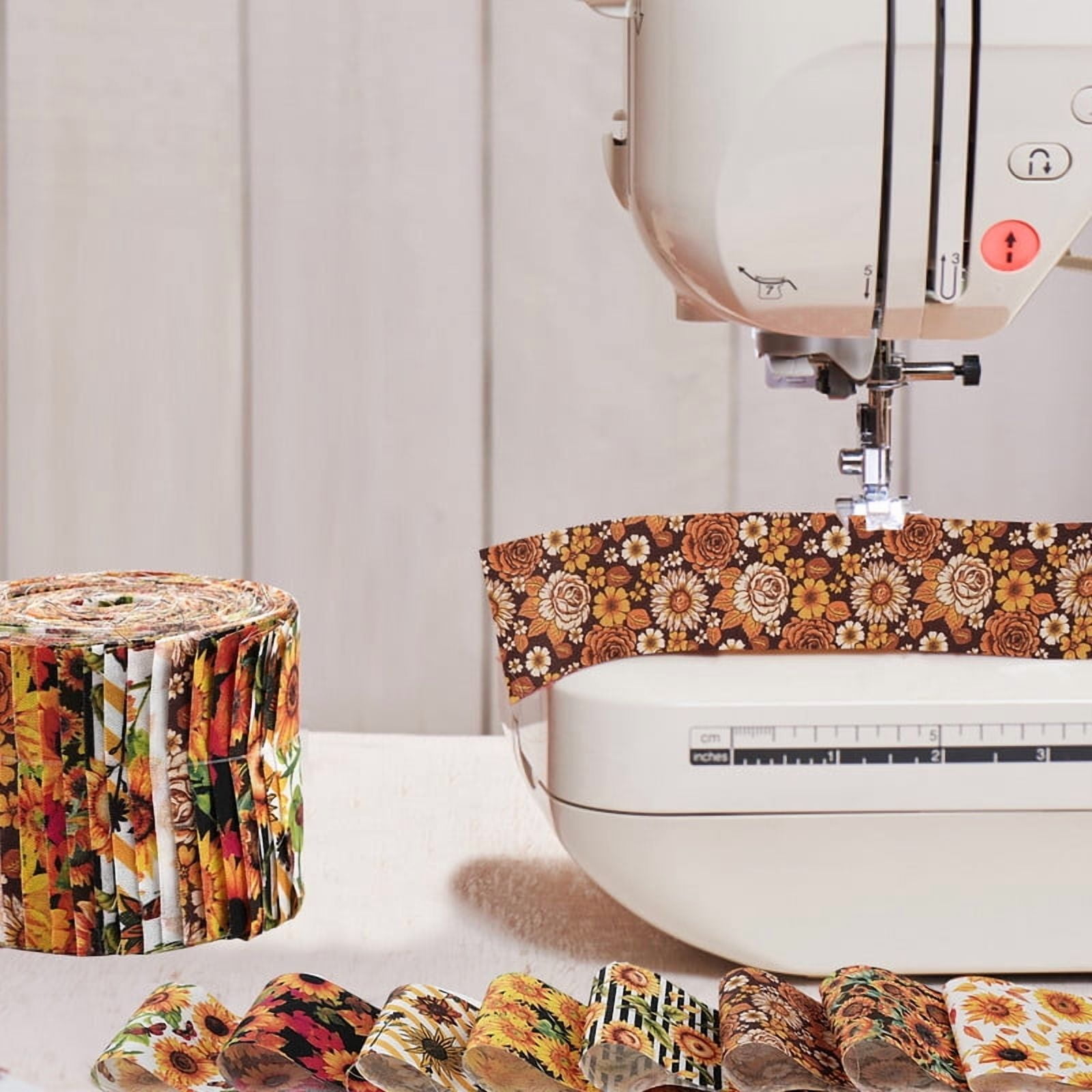 40PCS Sunflower Quilting Fabric Roll 2.5x39 Inches (6.5x100 cm) Fabric Jelly Patchwork Precut Strips Bundles for Holiday Materials Craft DIY Sewing Cloths（Sunflower）