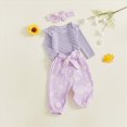thumbnail image 4 of NOLDARES Newborn Infant Baby Girl Outfits Ruffle Print Long Sleeve Romper Bodysuit Tops Pants Set Cute Fall Winter Clothes(Light Purple,0-3 M), 4 of 5