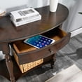 thumbnail image 4 of JESONVID Solid Wood Sofa Table with Drawer and Storage Shelf, 45.3" Traditional Retro Semi-Circle Entryway Table Polished Edging Half-Moon Narrow Table for Living Room Hallway Home, Vintage Walnut, 4 of 8