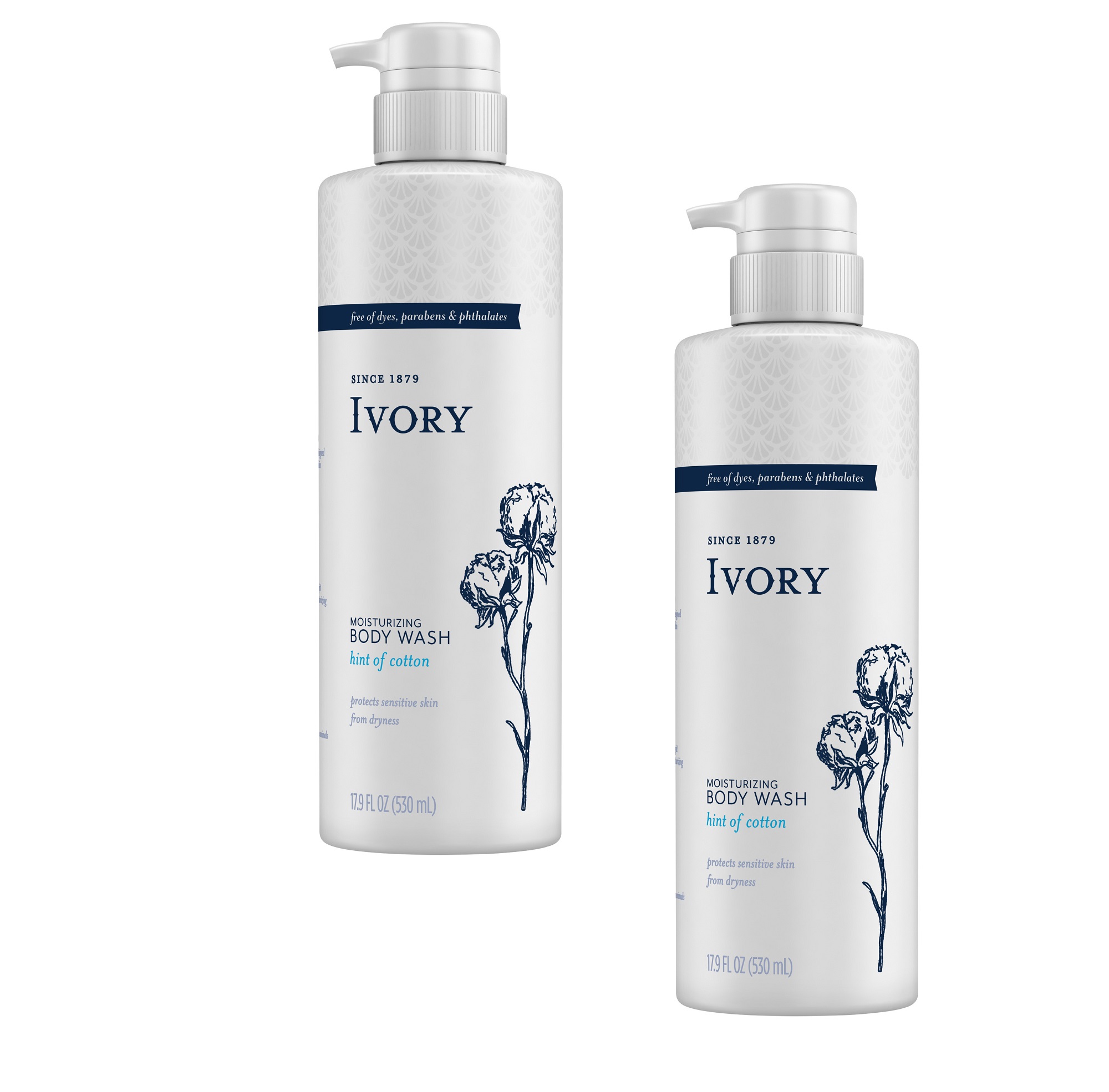 Ivory Sensitive Skin Moisturizing Body Wash Hint of Cotton, 17.9 fl oz