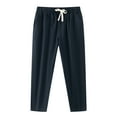 thumbnail image 1 of HNMKIU Pantalon Décontracté pour Hommes Style Rétro Léger avec Cordon de Serrage Pantalon de Jogging Confortable Imitation Lin avec Poches pour Usage Quotidien, 1 of 4