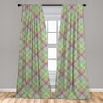 thumbnail image 4 of Ambesonne Yellow Plaid Curtains, Colorful Checkered Art, Pair of 28"x63", Avocado Green Dried Rose, 4 of 4