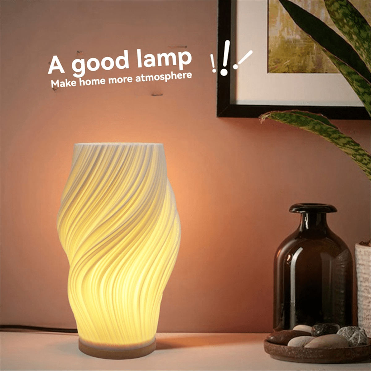 Bedside Lamps for Nightstand Lamp Vintage Striped Small Night Light Lamp for Study & Decoration,Breeze F