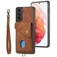 thumbnail image 4 of Nalacover for Samsung S21 Plus, Slim Case Wallet with Credit Card Holder, Back Flip Premium Leather Magnetic Clasp Kickstand Wirst Hand Strap Shockproof Cover for Samsung Galaxy S21 Plus,Brown, 4 of 7