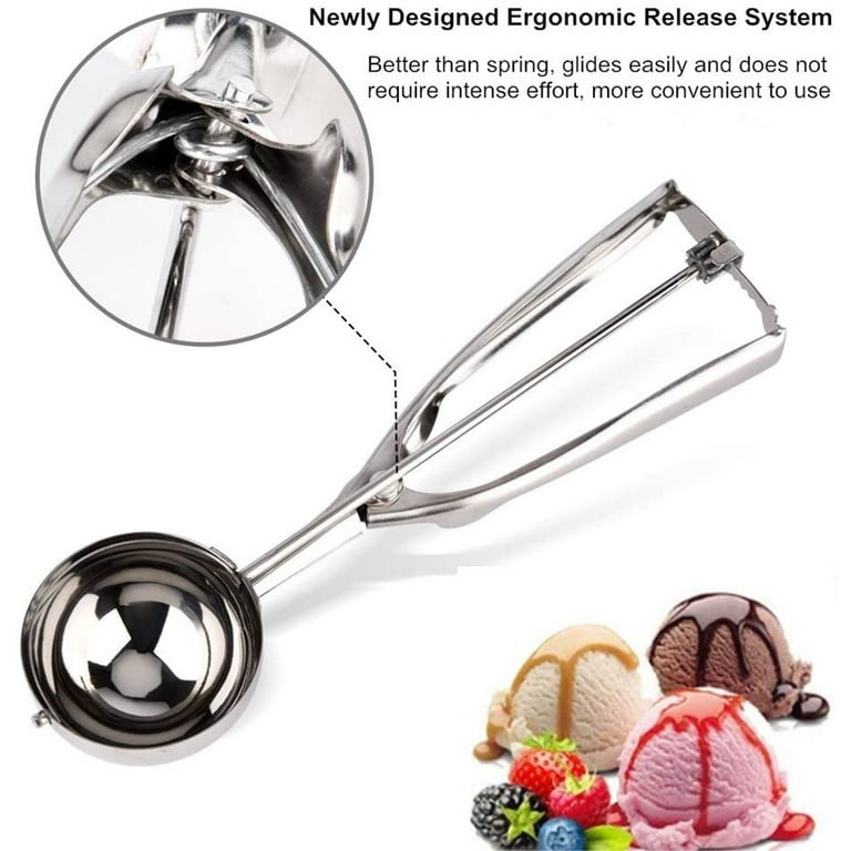 Ice Cream Scoop Set Of 3, Cookie Scoop With Trigger Release Stainless Steel Cupcake  Scoop For Meatball, Melon, Muffin, Mashed Potatoes And More