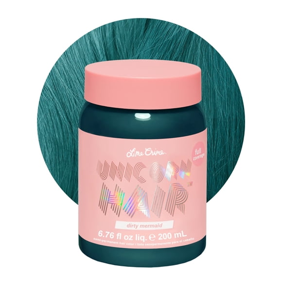 Lime Crime Unicorn Hair - Sirena sucia ( total) Tinte para el cabello semipermanente verde espuma de mar. Color de cabello vegano (6,76 fl oz / 200 ml).