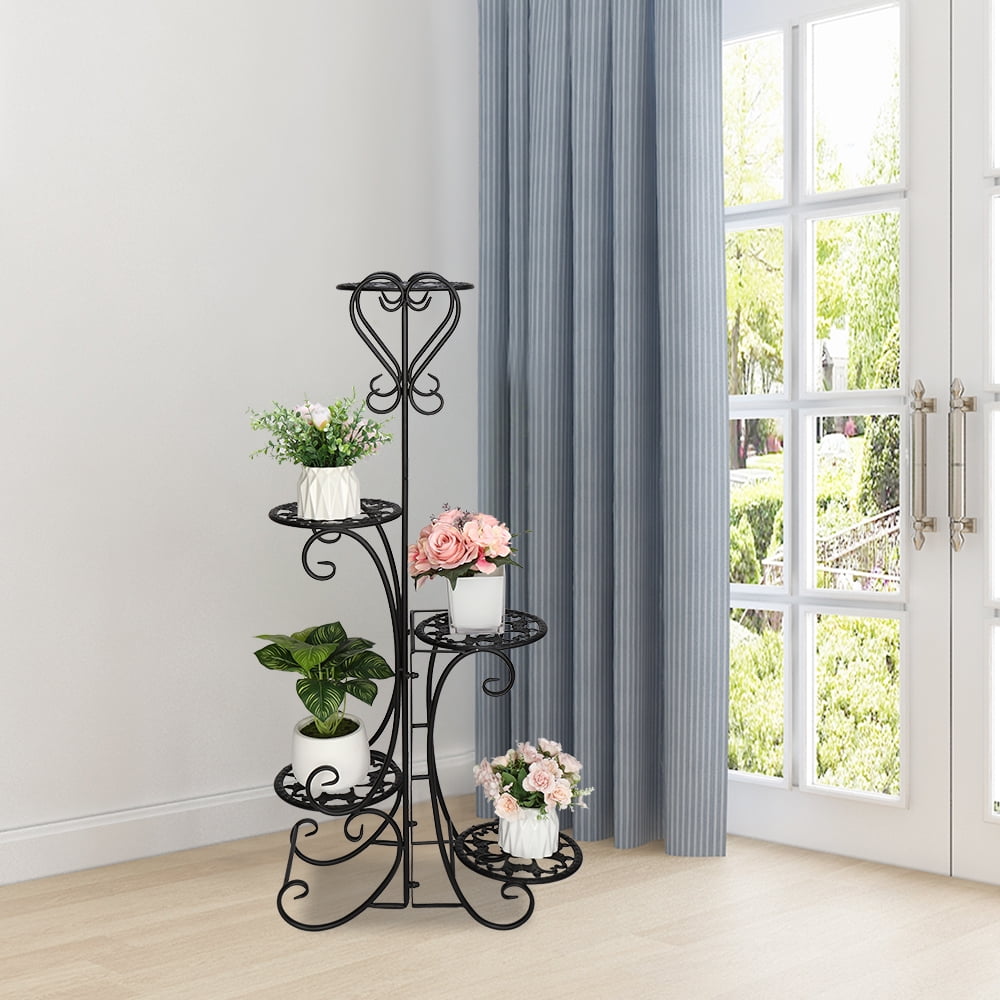 Metal Plant Shelf, 5 Tier Shelves Stand Flower Pot for Indoor Outdoor Metal Plant Shelf, 5 Tier Shelves Stand Flower Pot for Indoor Outdoor