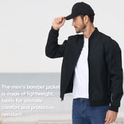 Taigaofy Mens Lightweight Outdoor Jacket Causal Fashion Stylish Windbreaker For Work Dress Golf Business Black L