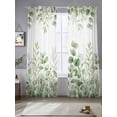 thumbnail image 2 of Light Green Eucalyptus Leaves Sheer Curtains 108 Inch Length 2 Panels Set Window Treatments, Watercolor Spring Summer Botanical Rod Pocket Semi Curtains for Living Room/Bedroom/Kitchen, 104"W x 108"L, 2 of 7
