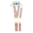 thumbnail image 3 of 2.32 ct Brilliant Round Cut Natural Aquamarine 18K Rose Gold Halo Solitaire with Accents Engagement Bridal Wedding Ring Band Set size 10.75, 3 of 7