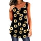 thumbnail image 3 of Tank Top Para Mujeres Workout Camiseta con estampado de girasol a la moda de verano para mujer, camiseta con cuello en V y botones, camiseta sin mangas, camiseta tipo túnica (Beige, M), 3 of 4