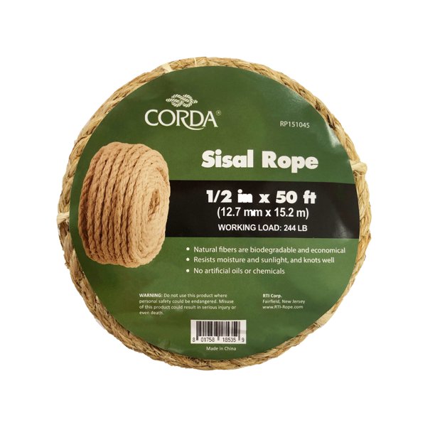 Sisal Rope, 1/2" x 50'