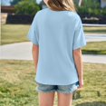 thumbnail image 6 of Cute Summer Tops for Girls Size 9-10 Short Sleeve Casual Round Neck Fashion Cute Print T-Shirt Soft and Comfortable Oversized Pullovers(Print, X02-Sky Blue, 9-10 Years), 6 of 6