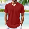 thumbnail image 2 of ADSSDQ Mens Quick Dry V Neck T-Shirts Workout Soft Short Sleeve Moisture Wicking Running Athletic Gym Casual Tee Tops Red L, 2 of 5