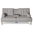 thumbnail image 3 of Sofá Cama Makora Queen Con Memory Foam, Color Gris Claro, Lino Respaldo Reclinable De 3 posiciones. Makora Con Portavasos, 3 of 10