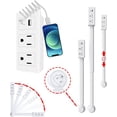 thumbnail image 1 of 2 Pack 180° Rotating Protector Power Strip with USB-A/USB-C Convertible Electrical Outlet Extender Stick with 2 AC Outlets Wall Plug Adapter - Ideal for Behind Couch, Desk, Bed, Office - No Drill, 1 of 6