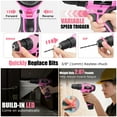 thumbnail image 6 of JENABOM Pink Tool Set for Women-12V Cordless Drill Kit, 151 Pcs Box With Hand Drill, Home Tool Kits , Perfect for Homeowner, DIY, 6 of 10