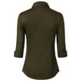 thumbnail image 4 of Made by Olivia Women's 3/4 Sleeve Stretchy Button Down Collar Office Formal Casual Blouse Shirts Top, 4 of 5