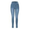 thumbnail image 2 of Wide Leg Jeans Women's High Waist Skinny Jeans Stretchy Slim Fitting Classic Casual Denim Pants for Comfortable Daily Wear Light Blue L, 2 of 8
