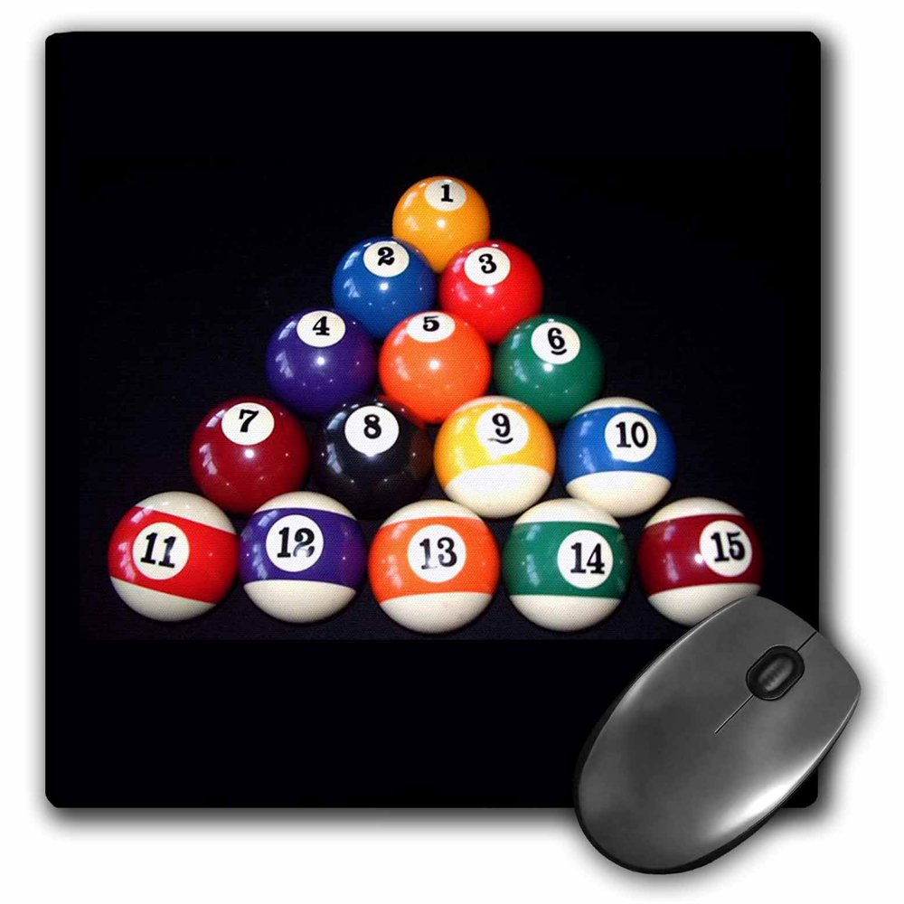 3dRose Billiards Balls Pool, Mouse Pad, 8 by 8 inches