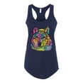 thumbnail image 4 of Colorful Majestic Neon Atric Wolf | Dean Russo Art Animal Lover Ladies Racerback Sleeveless Top, Navy, M, 4 of 5