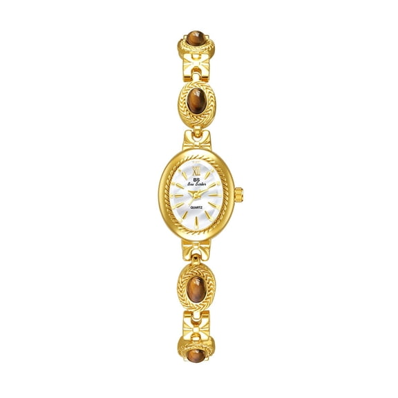 Women Vintage Watch Dainty Oval Dial Small Gold Bracelet Watch Luxury Ladies Analog Casual Watches