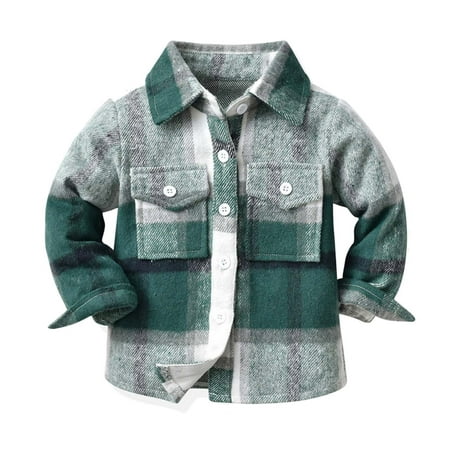 

Clearance!Holloyiver Toddler Baby Flannel Plaid Jacket Infant Boy Girl Long Sleeve Coat Little Kids Button Down Shirt Top Fall Clothes