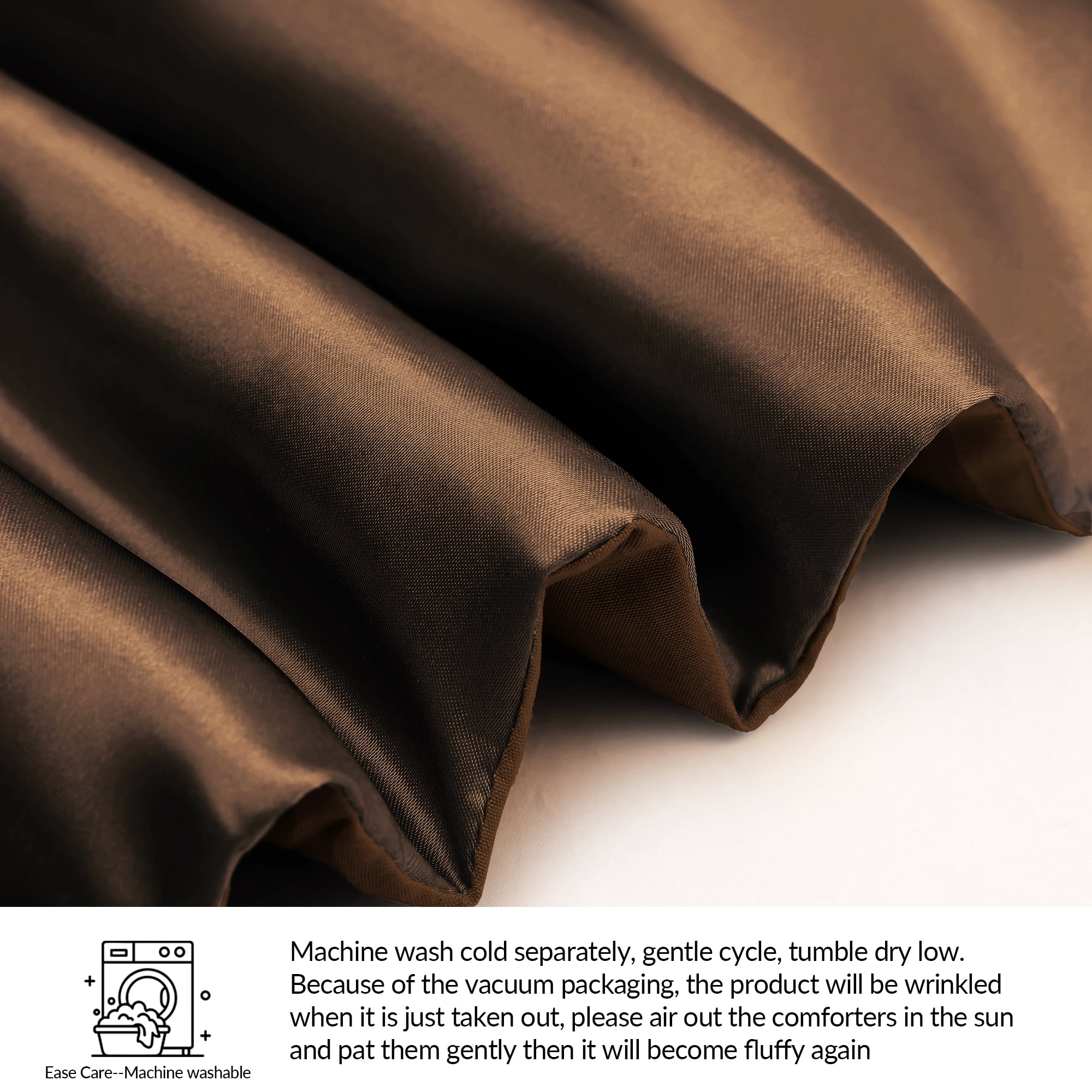 Whale Flotilla 3-Piece Reversible Silky Satin King Size Comforter Bedding Set, Lightweight Luxury Comforters with 2 Pillowcases All-Season, Brown