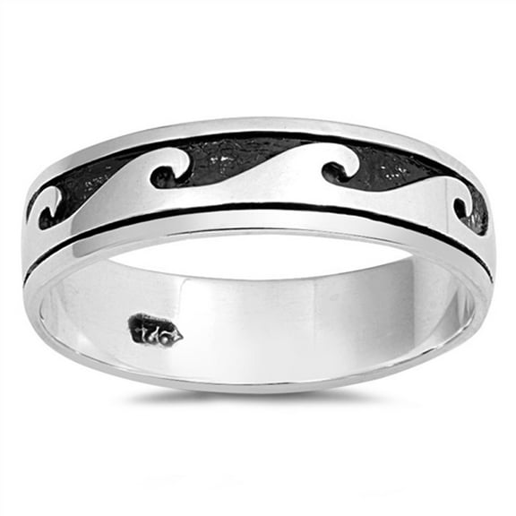 Wave Ocean Tide Ring 925 Sterling Silver Band Jewelry Female Male Unisex Size 9