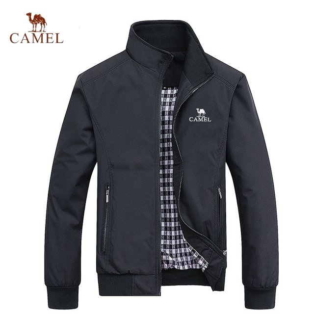 Veste Brodée CAMEL Printemps et Automne Couleur Unie Mode Ajustée Veste Bombe Veste Baseball Veste Homme M-6TG