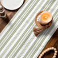 thumbnail image 3 of Sage Green Striped Table Runner 70 Inches, Modern Farmhouse Geometric Thine Stripes Bed Runner Dresser Scarves Tabletop for Indoor Outdoor Parties/Ceremony/Banquet, 13" x 70", 3 of 9