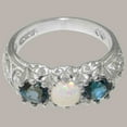 thumbnail image 4 of LBG British Made 14k White Gold Natural Opal & London Blue Topaz Womens Promise Ring - 33 size options - Size 7, 4 of 7